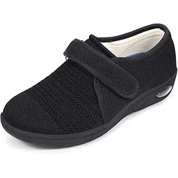 Extra Wide Fit Shoes for Swollen Feet Womens with 3 Pairs Removable Insoles, Easy Close Adjustable Unisex Diabetic Shoes Pressure-Free Lightweight Walking Shoes for Elderly