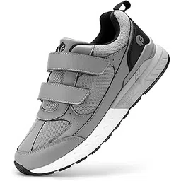 Extra Wide Walking Shoes for Men Wide Width, Hook and Loop Orthopedic Sneakers for Swollen Feet Neuropathy - Rebound Core V8