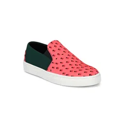 EXTRIMOS Men Pink & Green Printed Slip-On Sneakers