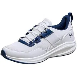 Exuberants Sneakers for Men, White and Blue, Casual Walking Running Shoes, Comfortable and Flexible