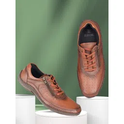 EZOK Men Lace-Ups Leather Antibacterial Sneakers