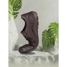 EZOK Men Leather Antibacterial Lace-Ups Sneakers