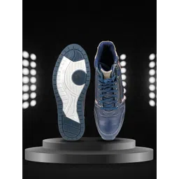 EZOK Men Leather Lace-Ups Round Toe Sneakers