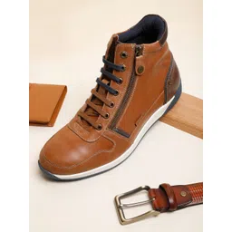 EZOK Men Leather Mid-Top Regular Boots