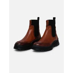 EZOK Men Mid Top Leather Chelsea Boots