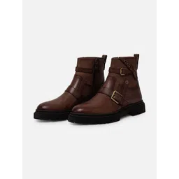 EZOK Men Mid Top Leather Regular Boots With Buckle Detail