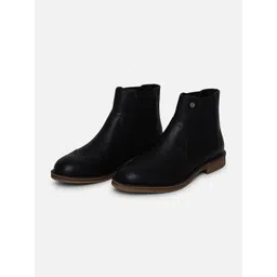 EZOK Men Mid Top Textured Leather Chelsea Boots
