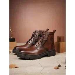 EZOK Men Round Toe Lace-Ups Regular Boots