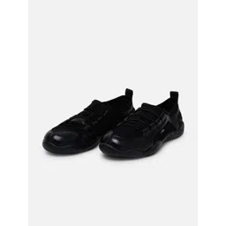 EZOK Men Textured Antibacterial Leather Sneakers