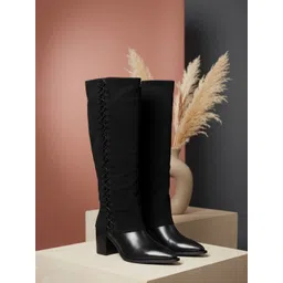 EZOK Women Pointed Toe Leather Lace-Ups Chelsea Boots