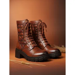 EZOK Women Round Toe Lace-Ups Boots