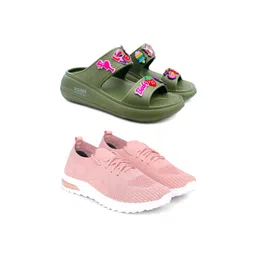 FABBMATE Women Pack Of 2 Casual Sneakers With Slip-Ons