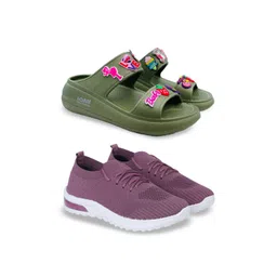 FABBMATE Women Pack Of 2 Casual Sneakers With Slip-Ons