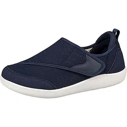 FABLOFT Men's Walking Shoes Low Top Cushioning Adjustable Strap Wide Round Toe Flats 41 Dark Blue|1 Pair of Men's Walking Shoes|Athletic| Men's Shoes |Clothing, Shoes & Accessories