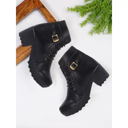 FASHIMO Women Black Solid High Top Heeled Boots
