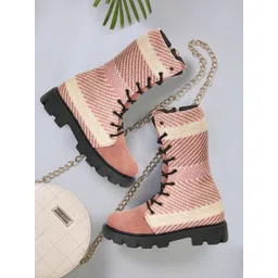 FASHIMO Women Printed High-Top Chunky Boots