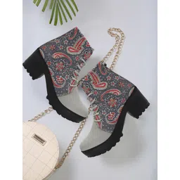 FASHIMO Women Printed Mid Top Platform Heeled Boots