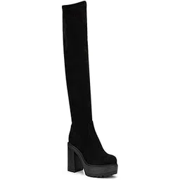 Fashion Over Knee High Womens Long Boots Block Heel Pull On Heels Stylish Solid Heels Long Boots For Womens & Girls
