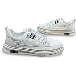 Fashion Platform Sneakers, Embossed Pattern, Casual Athletic Shoes for Mens