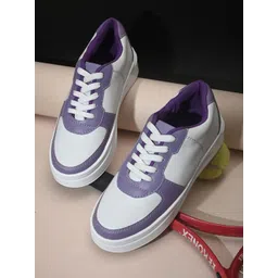 Fashion Victim Women Purple & White Colourblocked Sneakers
