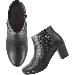 Fashionable Ankle Length Block Heel Boots Comfortable Trendy Zipper Boots for Womens & Girls