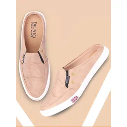 FAUSTO Men Beige Printed PU Slip-On Lightweight Sneakers