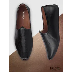 FAUSTO Men Black Slip-On Sneakers