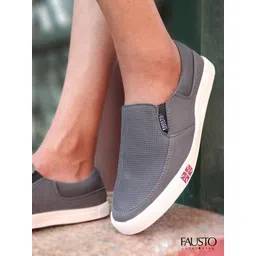 FAUSTO Men Black Slip-On Sneakers