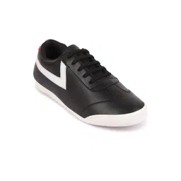 FAUSTO Men Black Textured PU Sneakers