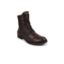FAUSTO Men Brown Solid High-Top Boots
