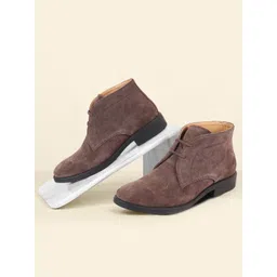FAUSTO Men Brown Solid Suede Chukka Boots