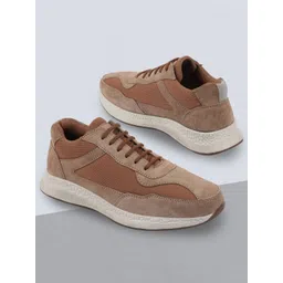 FAUSTO Men Brown Suede Lightweight Sneakers