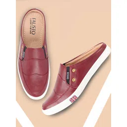 FAUSTO Men Burgundy Slip-On Sneakers