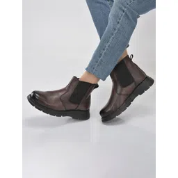 FAUSTO Men Genuine Leather Chelsea Boots