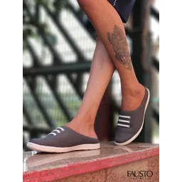 FAUSTO Men Grey Slip-On Sneakers