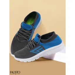 FAUSTO Men Grey Synthetic Sports & Outdoors Lace Up Running Shoes
