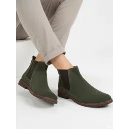 FAUSTO Men Mid-Top Chelsea Boots