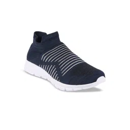 FAUSTO Men Navy Blue & White Textile Walking Shoes
