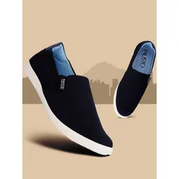 FAUSTO Men Navy Blue Slip-On Sneakers