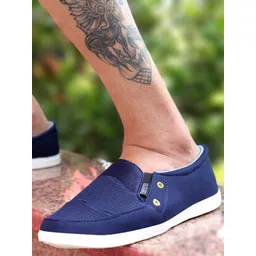 FAUSTO Men Navy Blue Slip-On Sneakers