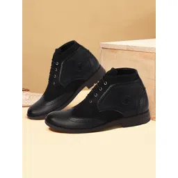 FAUSTO Men Perforated Mid Top Lace-Up Boots