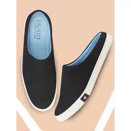 FAUSTO Men Round Toe Lightweight Canvas Mule Sneakers
