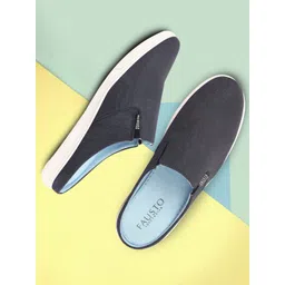 FAUSTO Men Round Toe Lightweight Canvas Mule Sneakers