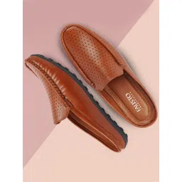 FAUSTO Men Stitched Design Lightweight Slip On Mules
