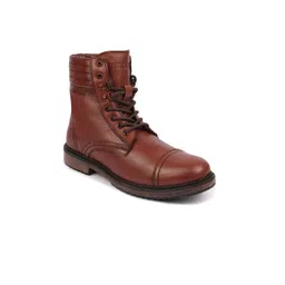 FAUSTO Men Tan Solid Leather Boots