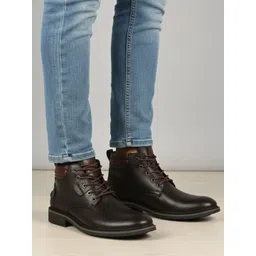 FAUSTO Men Textured Casual Biker Boots