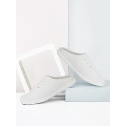 FAUSTO Men White Slip-On Canvas Sneakers