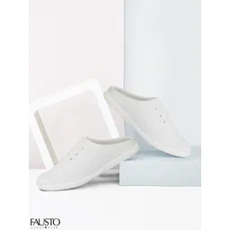 FAUSTO Men White Slip-On Sneakers