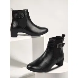 FAUSTO Women Blocked Heeled Chelsea Boots