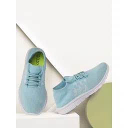 FAUSTO Women Blue Mesh Non-Marking Running Shoes